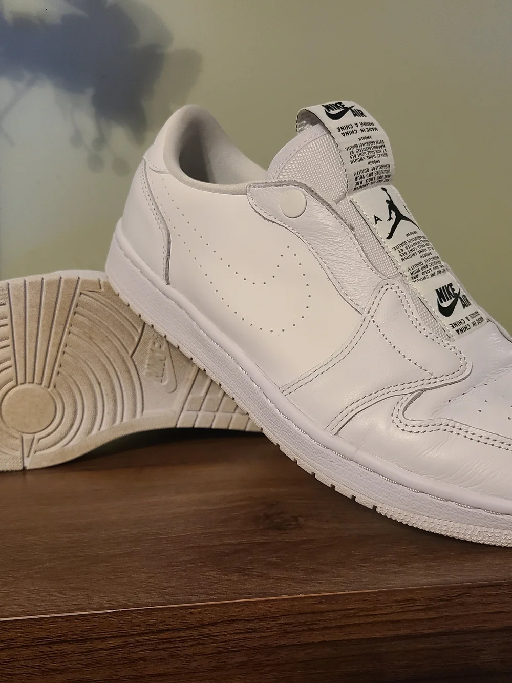 Nike Air Jordan 1 Retro Low White Leather Slip On's AV3918-100 Size  11